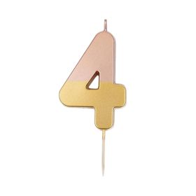 Talking Tables Rose Gold Dipped Number 4 Birthday Candle