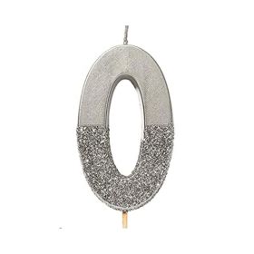 Talking Tables Silver Number 0 Glitter Birthday Candle