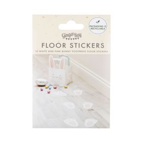 Ginger Ray White & Pink Bunny Foot Print Floor Stickers