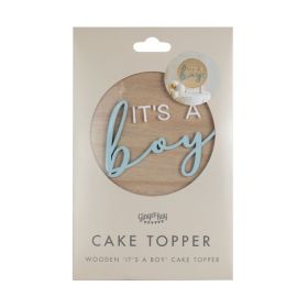 Ginger Ray Wooden Its A Boy Cake Topper