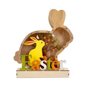Party Magic 15X2.7X14.5CM Bunny Wooden Decoration with Light