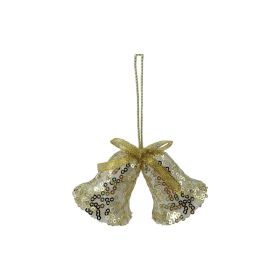 Party Magic Christmas Gold Hanging Bells With Sequins