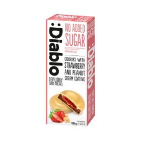 Diablo Cookies with Strawberry & Peanut-Cream Coating