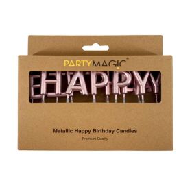 Party Magic Metallic Happy Birthday Rose Gold Candles