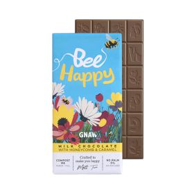 Gnaw Bee Happy Honeycomb & Caramel Milk Chocolate Bar