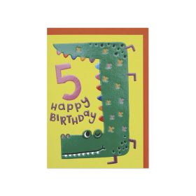 Age 5 Crocodile Birthday Card