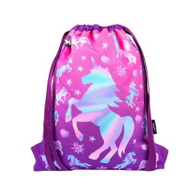 Fringoo Pink Unicorn Ombre Drawstring Bagpack