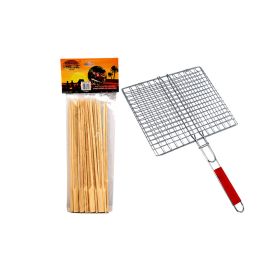Campworld BBQ Meat Grill Large + CW Bamboo Sticks