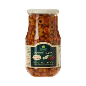 Halwani Sliced Green Olives With Chilly In Oil