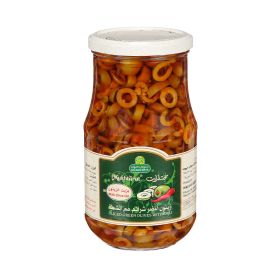 Halwani Sliced Green Olives With Chilly In Oil