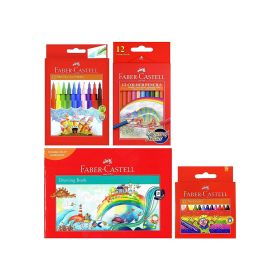 24 Coloured Felt Tip Pen + 12 Coloured Pencils + 12 Wax Crayons + Drawing Book