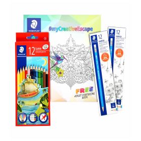 Staedtler Coloring Book + 24 Norica Pencil + 12 Luna Coloured Pencils