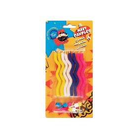 Fun Candles Wavy Assorted Colours and Holders