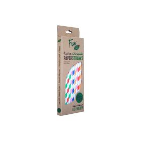 Fun Paper Straight Straw 6x197mm- Spiral Assorted Colors