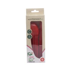 Fun Colors Biodegradable Cutlery Set Ruby Red
