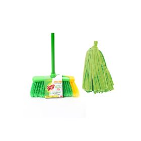 Scotch Brite Indoor Broom and Mop Refill Set