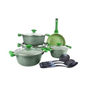 Prestige Essentials Green Granite Aluminum Cookware Set