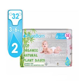 PureBorn 3 to 6 Kg Size 2 Organic Plant Based Diapers