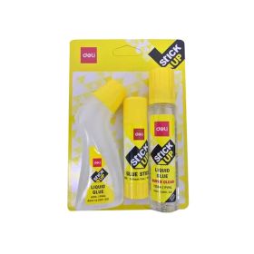 Deli Liquid Glue 50Ml + Glue Stick + Liquid Glue 65ml
