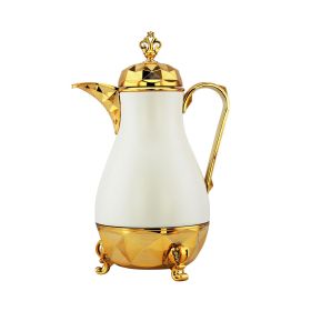 Arabic Dallah Flask Matte Cream White & Golden