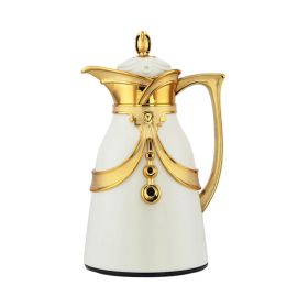 Arabic Dallah Flask Matte Cream White & Golden