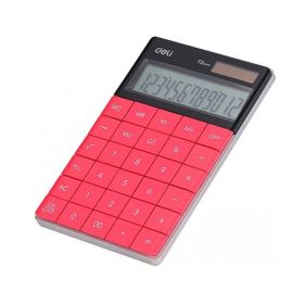 Deli Calculator Plastic-12 Digits Pink E1589