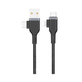 Wiwu Platinum Cable 2 In 2 Usb And Type-C To Type-C And Lightning 1.2M - Black