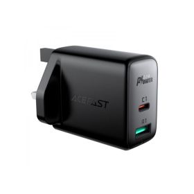 Acefast A8 USB C + USB A Dual Port Charger Black