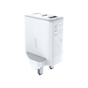Acefast A8 USB C + USB A Dual Port Charger White