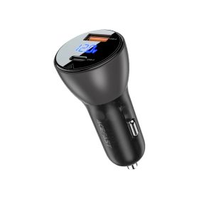 Acefast B6 Metal Charger 63W USB A + USB C Car Charger Black