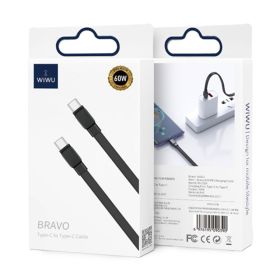 Wiwu Bravo 60W Type-C To Type-C Flat Cable 1M - White