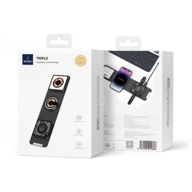 Wiwu Foldable 15W 3 In 1 Wireless Charger - Black