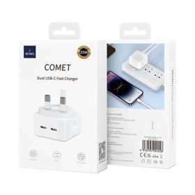 Wiwu Comet 35W Dual Type-C Uk Fast Charger - White