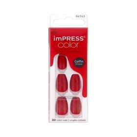Kiss Impress Coffin Shape Medium Color Nails - Ready Or Not