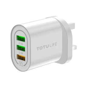 Totulife Pure Series Wall Charger QC + 2 Usb - White
