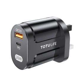 Totulife Series Wall Charger PD 20w + Qc - Black