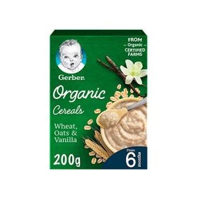 Gerber Organic Wheat Oat Vanilla Green 
