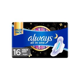 Always All in One Ultra Thin Night Sanitary Pads with Wings