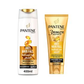 Pantene Anti Hairfall Shampoo + 3 Minute Miracle Conditioner & Mask