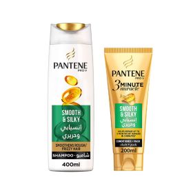 Pantene Shampoo Smooth & Silky Shampoo + 3 Minute Miracle Conditioner & Mask