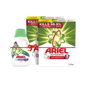 Ariel Automatic Anti-Bacterial Detergent Powder + Liquid Detergent with Lavender For Front & Top Load