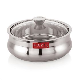 Hazel Stainless 2500ML Steel Casserole With Glass Lid