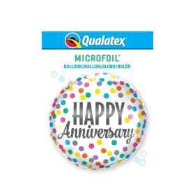 Happy Anniversary Confetti Dots Balloon 46cm