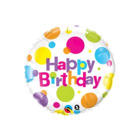 Happy Birthday Polka Dots Balloon 46cm