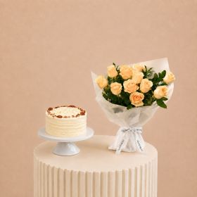 Rose Shine Bouquet with Carrot Cake