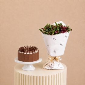Alstroemeria Charms Bouquet with Tiramisu Cake