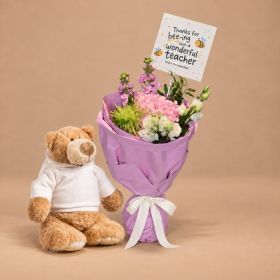 Mindful Cheer Bouquet with Teddy & Card