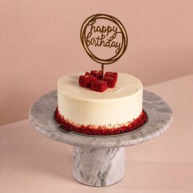 Red Velvet Cake with Happy Birthday Stick