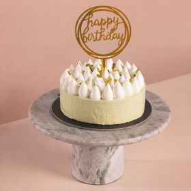Pistachio Cake with Happy Birthday Stick