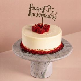 Red Velvet Cake with Happy Anniversary Stick
